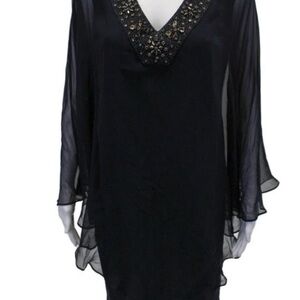Rickie Freeman forTeri Jon Womens Sheer
Sleeves Beaded Shift Dress